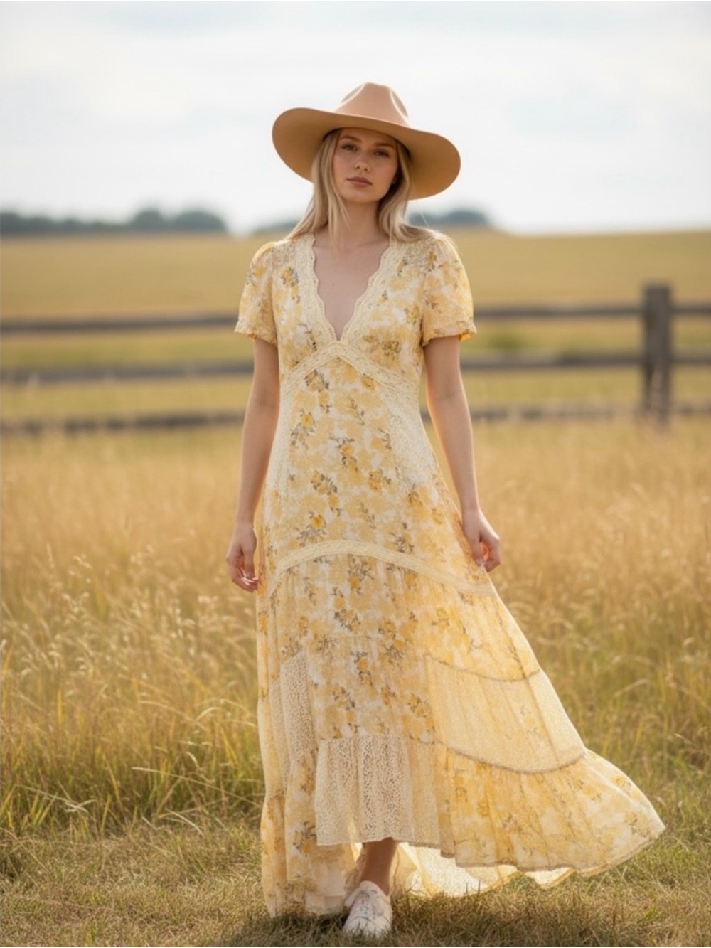 LoveShackFancy Tink Dress in Lemon Daydream floral print sz. 8